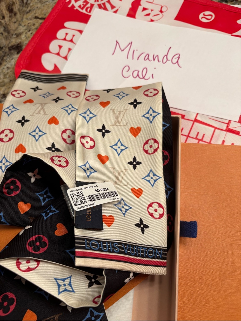 Louis Vuitton cream multicolor monogram silk bandeau game on full set - Picture 3 of 7